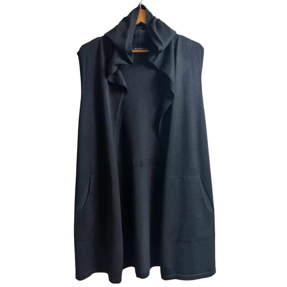 Cyrus Black Sleeveless Hooded Sweater Cardigan Size 2X